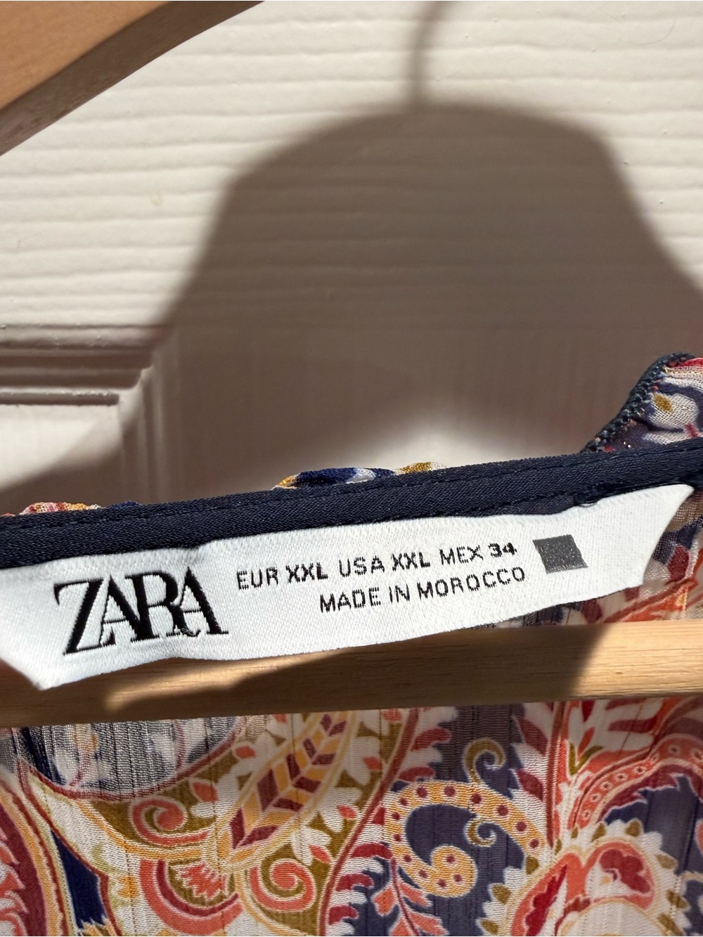 Zara Navy Multi Paisley V-Neck Smocked-Waist Mini Dress - Picture 4 of 4